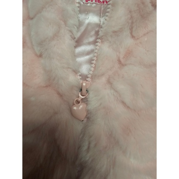 Kids Pink Heart‎ Faux Fur Hooded Jacket Zipper Soft Cozy Outerwear - Picture 7 of 7